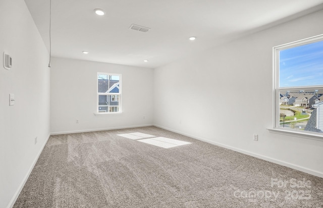 13756 Roderick Dr Unit 176, Huntersville, NC 28078 - carpeted spare room featuring baseboards, visible vents, and recessed lighting
