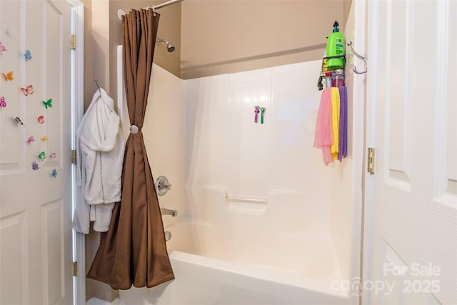 full bath featuring shower / bath combination with curtain