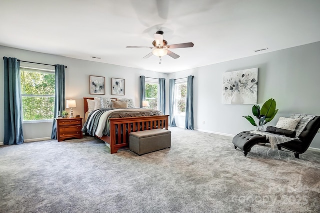 517 Bertram Rd, Fort Mill, SC 29708 - bedroom featuring carpet flooring, visible vents, baseboards, and a ceiling fan