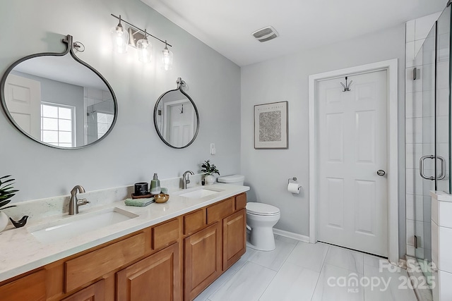 517 Bertram Rd, Fort Mill, SC 29708 - full bathroom featuring a shower stall, visible vents, a sink, and toilet