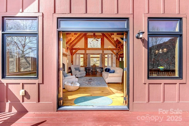 35 Great Aspen Way, Black Mountain, NC 28711 - doorway to property featuring board and batten siding