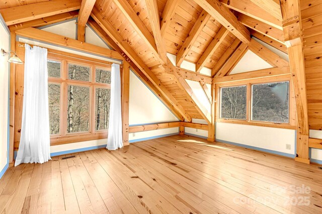 35 Great Aspen Way, Black Mountain, NC 28711 - additional living space featuring vaulted ceiling, hardwood / wood-style flooring, and wooden ceiling