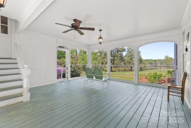 1233 General Hoke Dr, Lincolnton, NC 28092 - wooden terrace with a ceiling fan