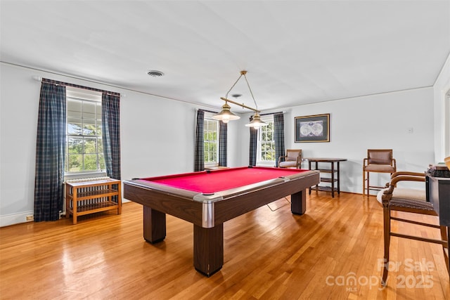 1233 General Hoke Dr, Lincolnton, NC 28092 - playroom with light wood-style flooring, visible vents, a wealth of natural light, and billiards