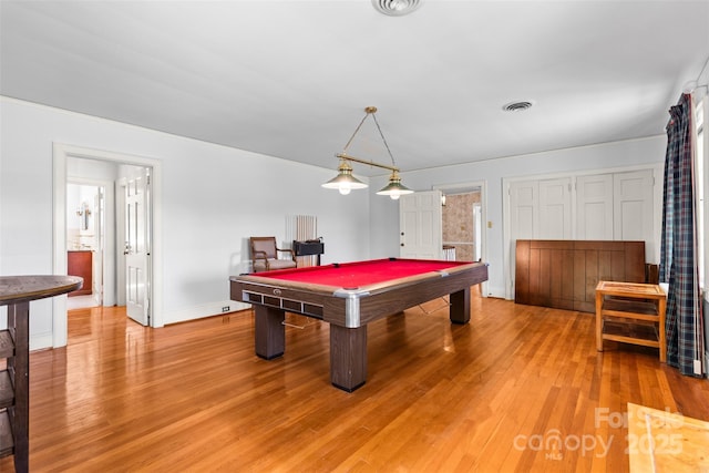 1233 General Hoke Dr, Lincolnton, NC 28092 - recreation room with visible vents, billiards, light wood-type flooring, and baseboards