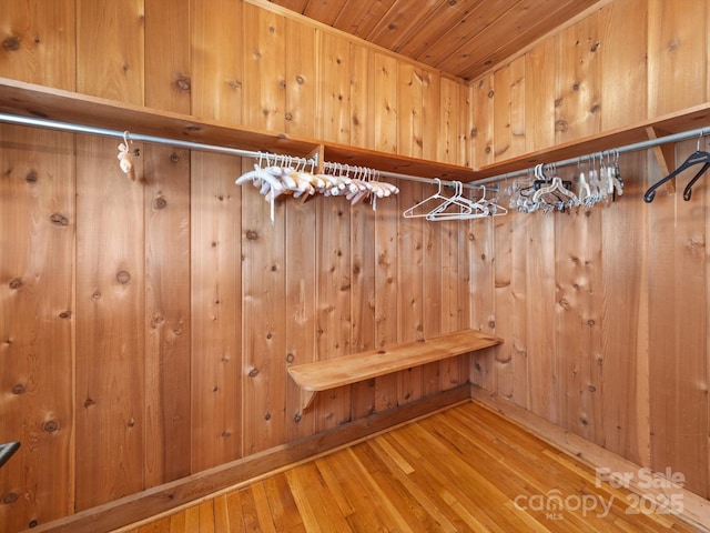 walk in closet featuring hardwood / wood-style floors