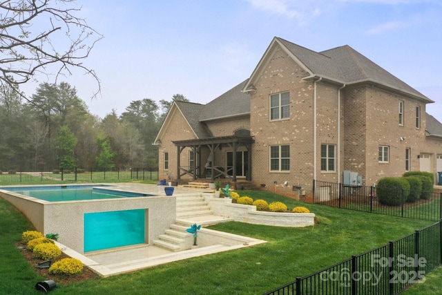 1012 Harper Lee Dr, Newton, NC 28658 - view of swimming pool featuring fence, a patio, a fenced in pool, a pergola, and a lawn