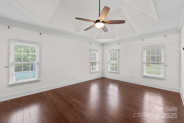 1012 Harper Lee Dr, Newton, NC 28658 - spare room featuring baseboards, visible vents, a ceiling fan, and dark wood finished floors