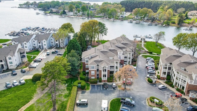7836 Village Harbor Dr, Cornelius, NC 28031 - birds eye view of property with a water view and a residential view
