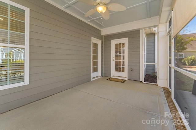 13311 Union Square Dr, Huntersville, NC 28078 - unfurnished sunroom featuring a ceiling fan