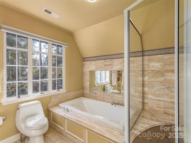 250 Kimberly Ave, Asheville, NC 28804 - bathroom with plenty of natural light, visible vents, and lofted ceiling