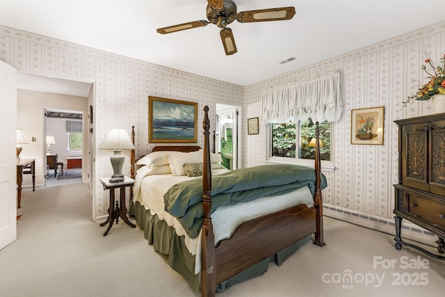 4 Dogwood Rd, Asheville, NC 28804 - bedroom with light carpet, wallpapered walls, and visible vents
