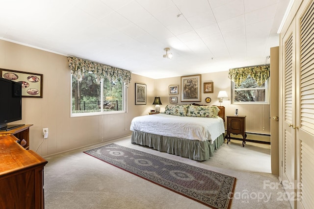 4 Dogwood Rd, Asheville, NC 28804 - carpeted bedroom featuring baseboards and a baseboard heating unit