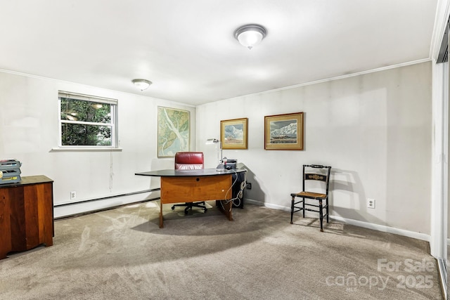 4 Dogwood Rd, Asheville, NC 28804 - office area featuring carpet floors, baseboards, and a baseboard heating unit