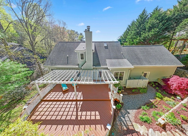 101 Skyview Dr, Asheville, NC 28804 - rear view of property featuring a wooden deck and a chimney