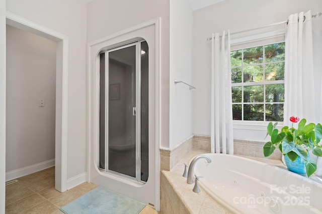 101 Skyview Dr, Asheville, NC 28804 - full bathroom with a tub with jets, tile patterned floors, and baseboards
