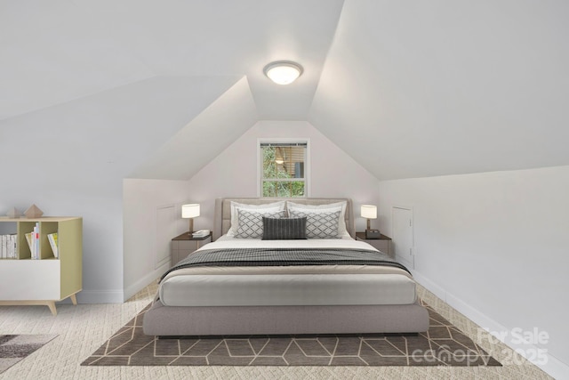 101 Skyview Dr, Asheville, NC 28804 - bedroom featuring carpet flooring, lofted ceiling, and baseboards