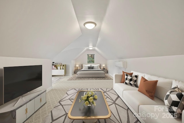 101 Skyview Dr, Asheville, NC 28804 - carpeted bedroom featuring lofted ceiling