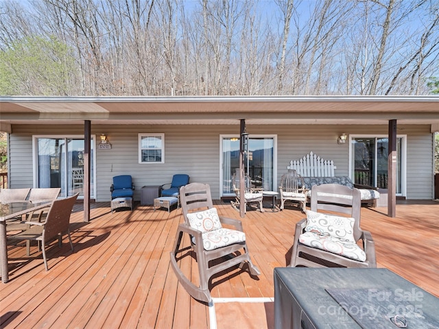 364 Blevins Knob Dr, Burnsville, NC 28714 - wooden terrace featuring outdoor dining area