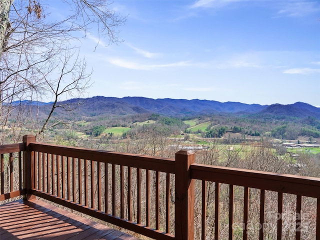 364 Blevins Knob Dr, Burnsville, NC 28714 - wooden deck featuring a mountain view