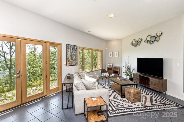 212 Chestnut Forest Rd, Fairview, NC 28730 - living room featuring dark tile patterned flooring