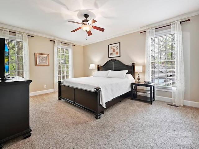 2313 Beechwood Dr, Waxhaw, NC 28173 - bedroom with crown molding, multiple windows, baseboards, and carpet floors
