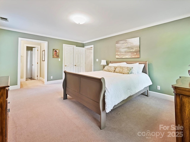 2313 Beechwood Dr, Waxhaw, NC 28173 - bedroom with ornamental molding, light carpet, and baseboards
