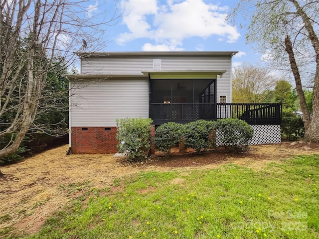 4222 Mt Gallant Rd, Rock Hill, SC 29732 - back of house featuring a lawn, a sunroom, and crawl space