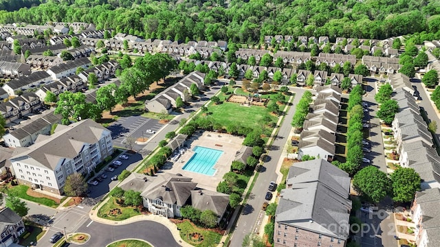 bird's eye view with a residential view