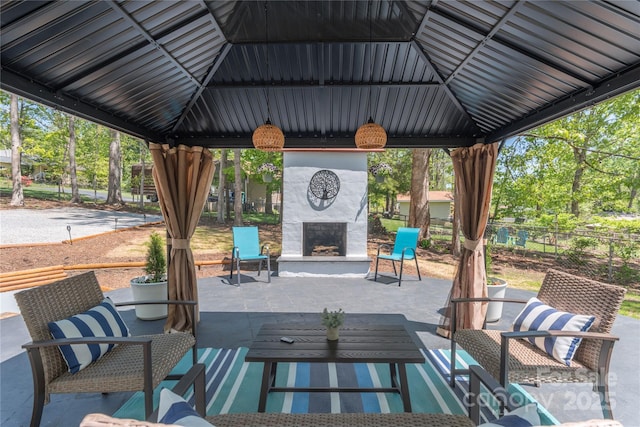 8 Palatka St, Arden, NC 28704 - view of patio / terrace featuring exterior fireplace and a gazebo