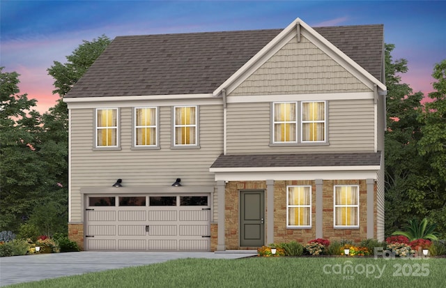 13709 Roderick Dr Unit 193, Huntersville, NC 28078 - craftsman-style home featuring an attached garage, a shingled roof, and concrete driveway