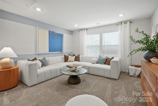 13709 Roderick Dr Unit 193, Huntersville, NC 28078 - living area featuring recessed lighting, attic access, and carpet