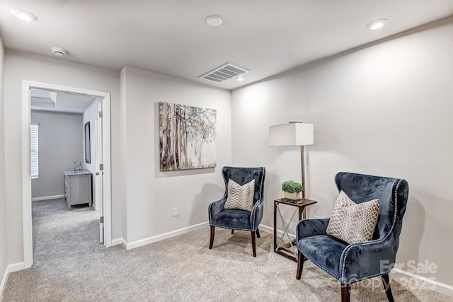 8038 Downy Oak Ln, Charlotte, NC 28269 - living area featuring baseboards, carpet flooring, visible vents, and recessed lighting
