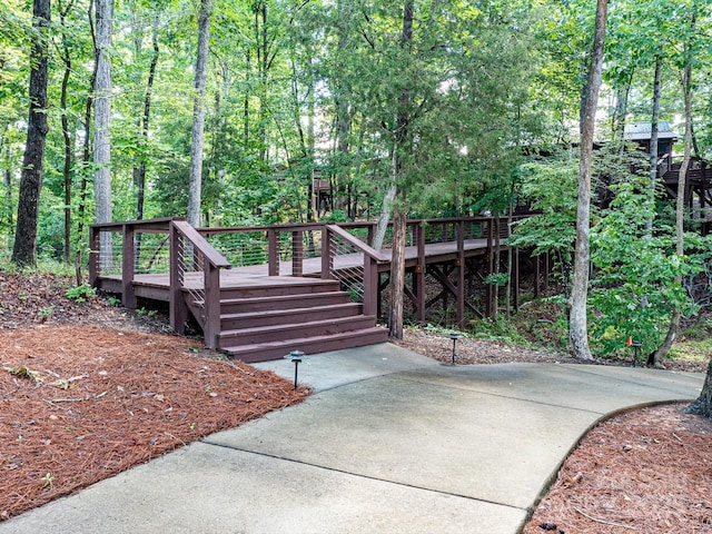 exterior space featuring a wooden deck