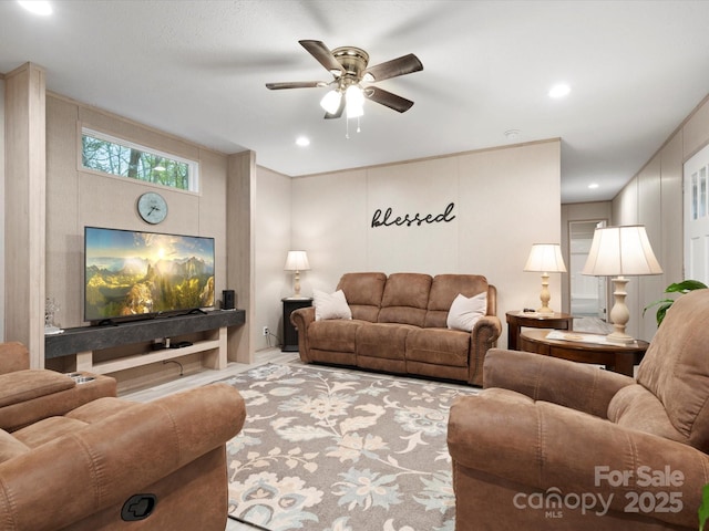 2234 Emerald Mine Rd, Shelby, NC 28152 - living area featuring recessed lighting and ceiling fan