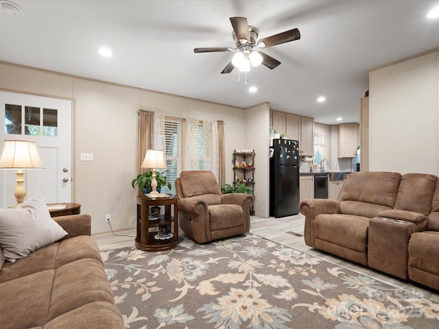2234 Emerald Mine Rd, Shelby, NC 28152 - living area featuring ceiling fan, a wealth of natural light, and recessed lighting