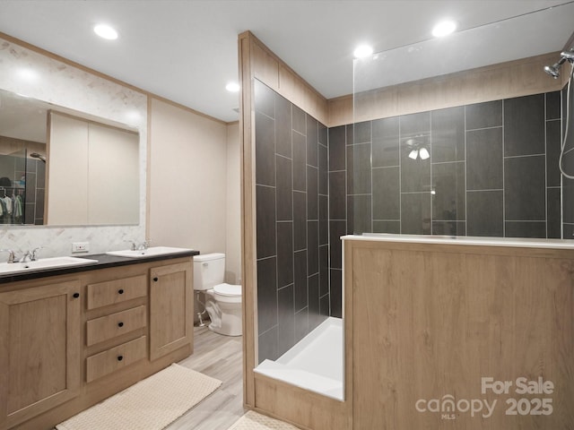 2234 Emerald Mine Rd, Shelby, NC 28152 - full bath with double vanity, a sink, a walk in shower, and toilet
