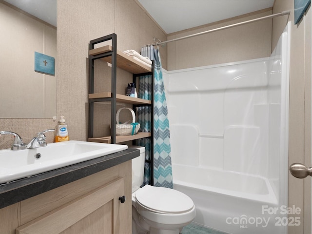 2234 Emerald Mine Rd, Shelby, NC 28152 - bathroom featuring shower / bath combo, vanity, and toilet