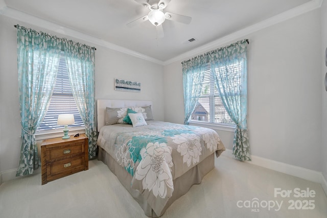 141 Forsythia Ln, Tega Cay, SC 29708 - bedroom featuring carpet flooring, baseboards, ornamental molding, and ceiling fan