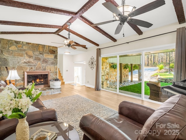 4075 Little River Rd, Hendersonville, NC 28739 - living room featuring ceiling fan, healthy amount of natural light, and wood finished floors