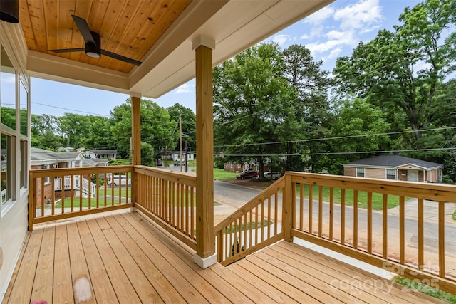 2512 Remington St, Charlotte, NC 28216 - deck with ceiling fan and view of scattered trees