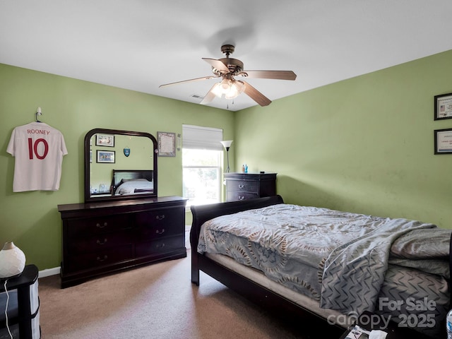 5102 Candleglow Ct, Indian Trail, NC 28079 - carpeted bedroom featuring ceiling fan, visible vents, and baseboards