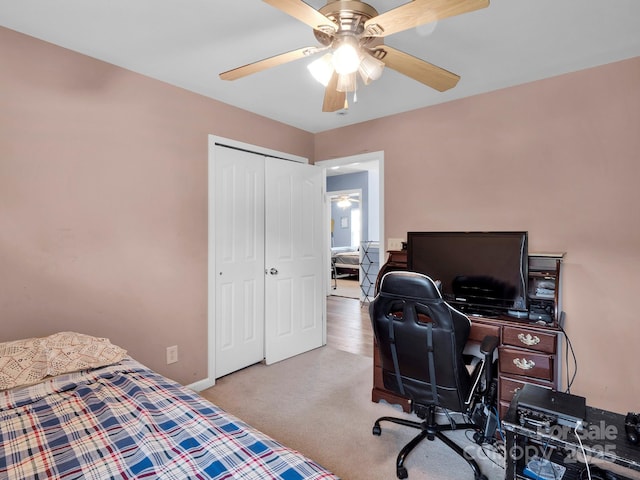 5102 Candleglow Ct, Indian Trail, NC 28079 - carpeted bedroom featuring a ceiling fan and a closet
