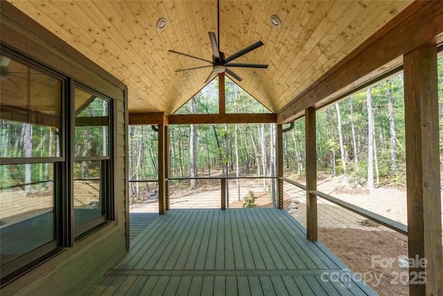 29 Wild Deer Trl, Zirconia, NC 28790 - unfurnished sunroom featuring ceiling fan and vaulted ceiling
