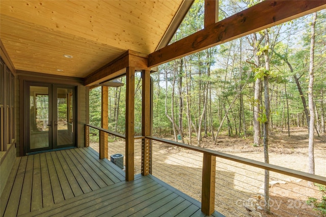 29 Wild Deer Trl, Zirconia, NC 28790 - unfurnished sunroom with french doors and vaulted ceiling