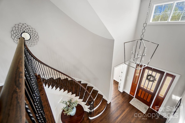 1404 Churchill Downs Dr, Waxhaw, NC 28173 - foyer featuring baseboards, wood finished floors, and stairway