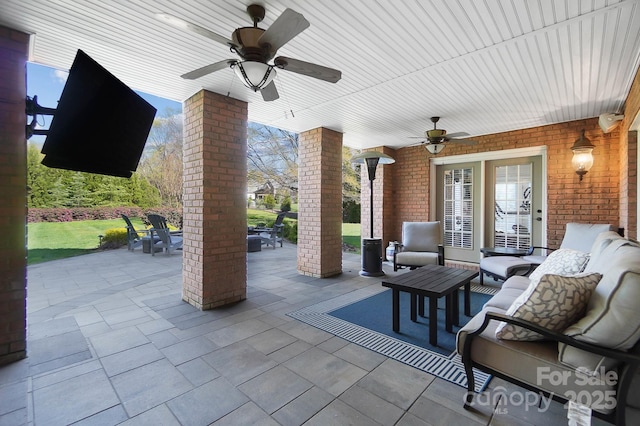 1404 Churchill Downs Dr, Waxhaw, NC 28173 - view of patio with ceiling fan and an outdoor living space