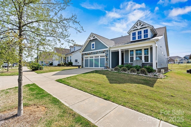 8718 Festival Way, Charlotte, NC 28215 - craftsman-style house with a front yard, metal roof, and driveway