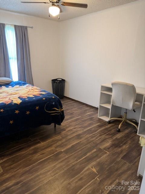 5061 Windy Woods Rd, Morganton, NC 28655 - bedroom with a ceiling fan, crown molding, wood finished floors, and a textured ceiling