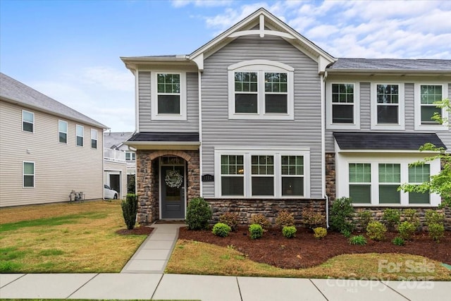 1354 Galloway Rd, Charlotte, NC 28262 - view of front facade featuring a front yard and stone siding
